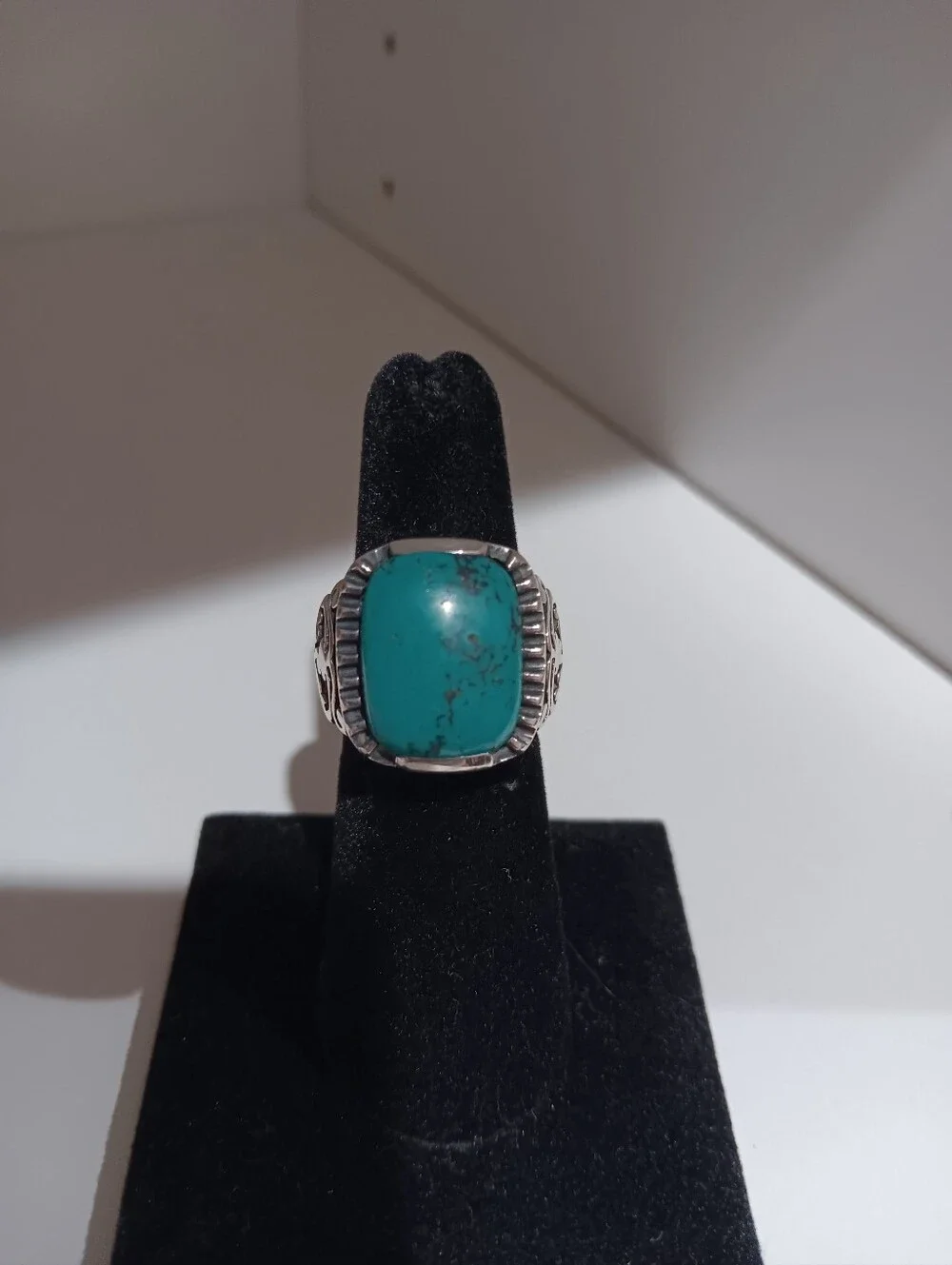 Turquoise Statement Silver Ring - Blue Green Gem
